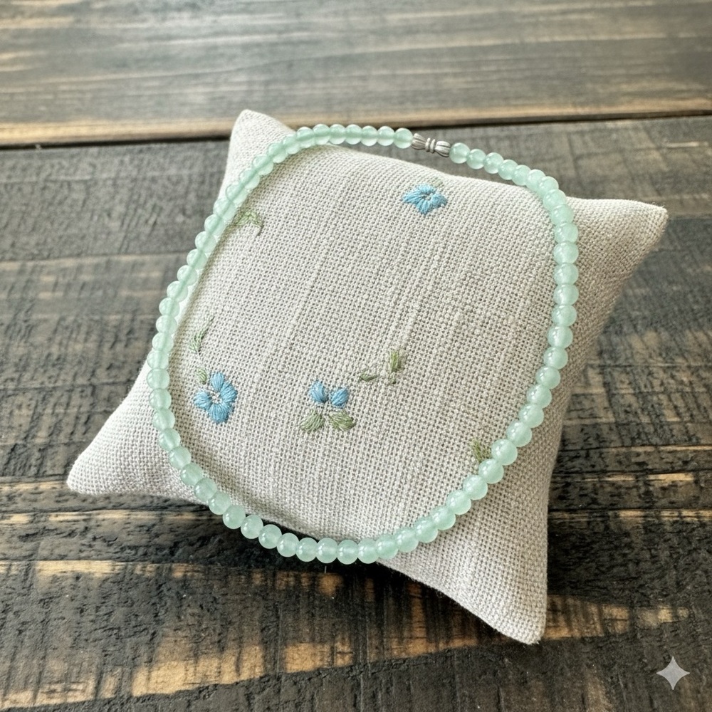 Jade Style Mint Green Beaded Necklace & Bracelet Set 🪷